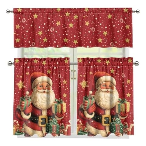 HUISEFOR Christmas Kitchen Curtains Set Cover