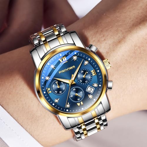 Image of PINDOWS Watch for Men Big Dial Analog Digital Black Silicone Sport Multifunction Luminous LED Dial Waterproof Watches Fashion Wristwatches