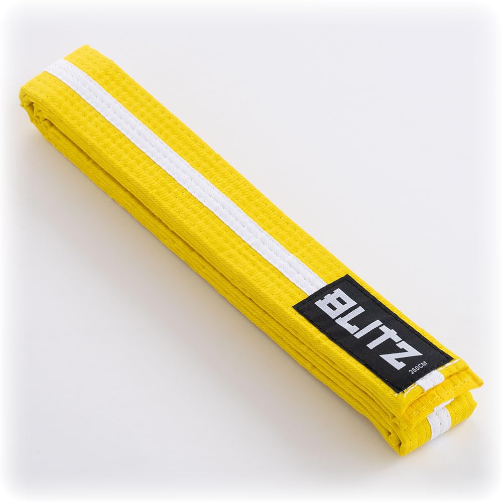 Blitz Colour Belt/White Stripe - Yellow/White - 200cm