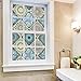 DKTIE Window Film Stained Glass with Installation Tools Decorative Window Vinyl Non Adhesive Privacy Film, for Bathroom Shower Door Heat Cotrol Anti UV, 17.7