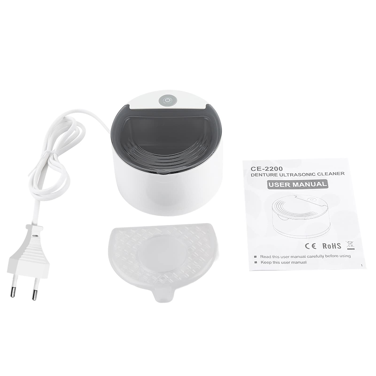 Appareil de Nettoyage de dentier Nettoyeur ultrasonique de dentier Soin Professionnel de prothèse de Machine de Nettoyage de Garde de Bouche de retenue Professionnel nettoyant protège-Dents (EU Plug)