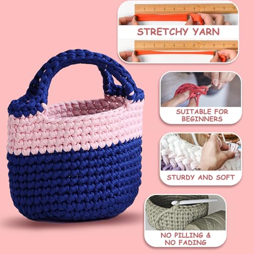 800G (228Yds) Tshirt Yarn for Crochet - T Shirt Yarn for Crocheting with Beginner Crochet Bags/Baskets/Coasters/DIY, T-Shirt Yarns with High Elastic Thick Yarns Polyester Fabric (Khaki) by Blperly - Image 3