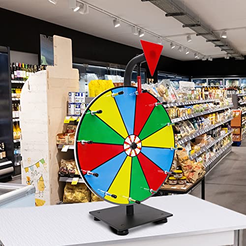 Ielyiesy 12" Spinning Wheel For Prizes 12 Slots Spinner With Metal Stand, Dry Erase Marker And Eraser For Trade Show Carnival Party Pub Fortune Game #TOP6