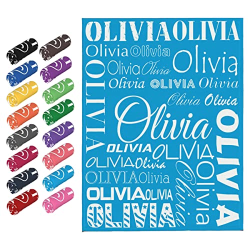 Gypsophila Personalized Name Blankets Custom Baby Blanket with Name Blankets Customized Baby Blankets for Girls Boys Birthday Blanket (Blue 02,50