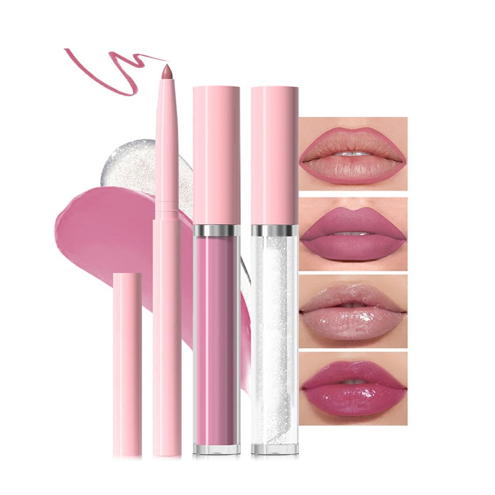 3-in-1Caramel Brown Matte Lip Stain Kit | Waterproof Lip Liner + Hydrating Matte Lip Gloss + Nourishing Lip Oil | Long Lasting Plumping to Create Perfect Lip Makeup.09#