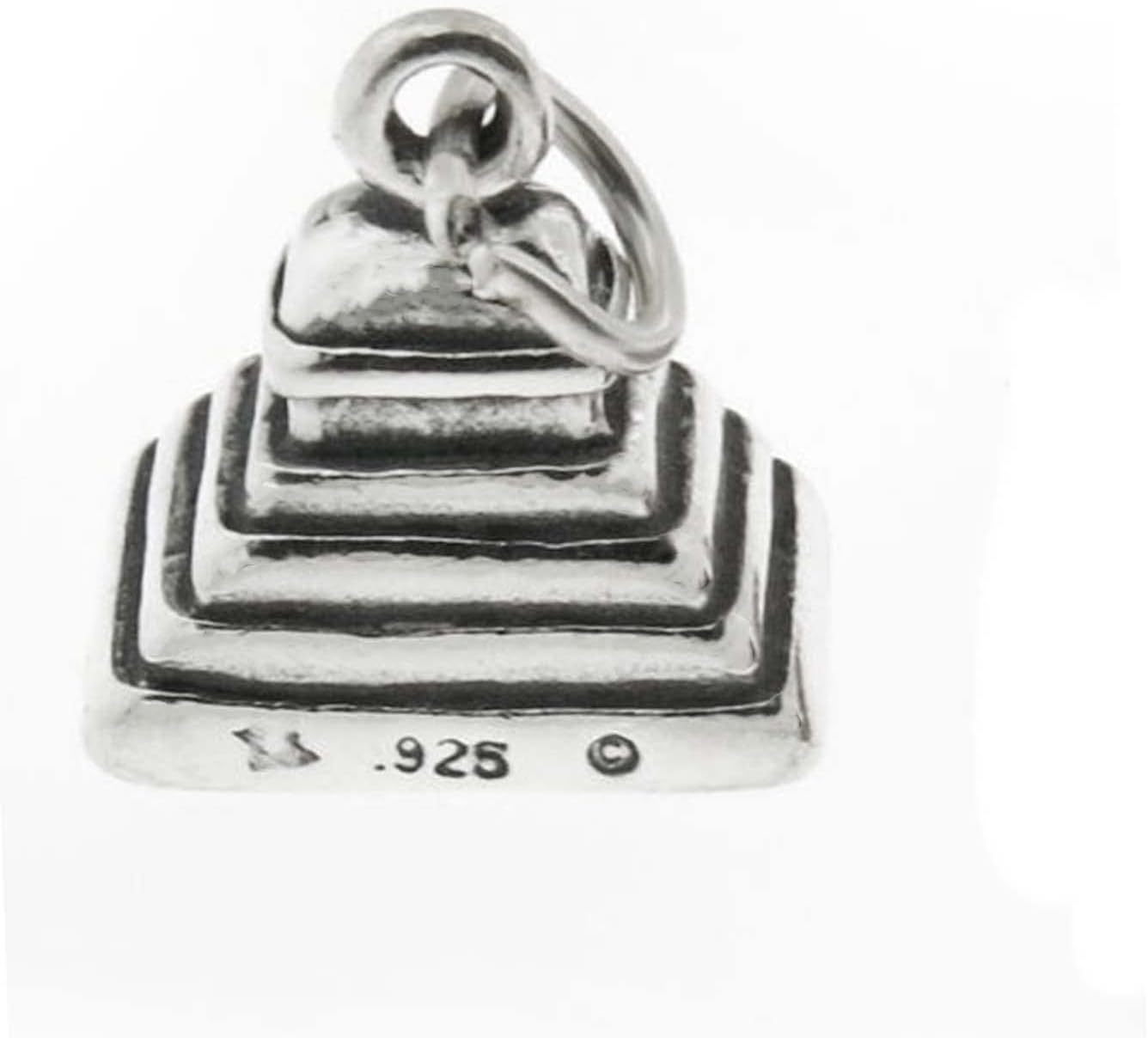 Mayan Maya Mesoamerican Pyramid Mexico 3D 925 Sterling Silver Charm Pendant Bracelet Jewelry Making Supply