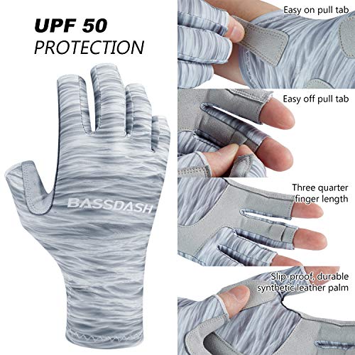 Image of Bassdash ALTIMATE UPF 50+ Women's Fishing Gloves UV Sun Protection Fingerless Gloves for Kayaking Paddling Hiking Cycling Driving Shooting Training