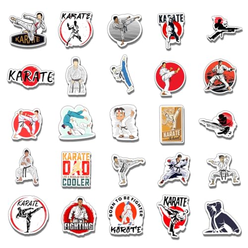 Calcomanías de karate y vinilo impermeable para personalizar laptops y botellas, 50 piezas 3