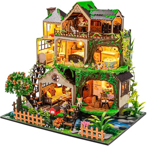 Maison de poupée miniature villa DIY pour décoration salon chaleureux