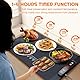 Warmhalteplatte für Essen, Schnellheiztablett, Tragbare Lebensmittelheizung, Mit Kinderschloss und Automatischem Abschalten, 5 Einstellbarer Temperatur Food Warmer für Backen Reisen Buffet Partys