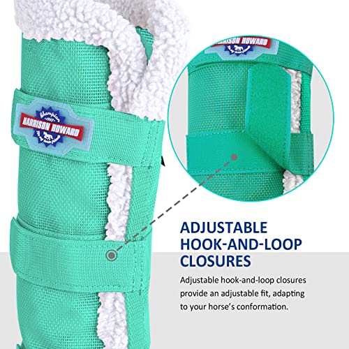Image of Harrison Howard Horse Fly Boots Summer Protection with Fleece Trim to Eliminate Rubbing Comfortable and Ventilating Mesh Leg Guards Sold in Pair Mint M