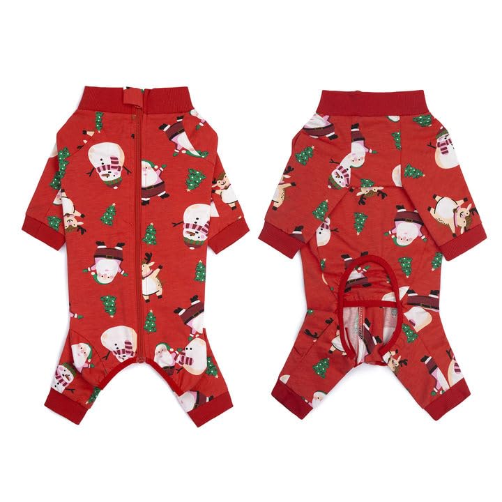 Image of Recovery Suit for Dogs Full Zipper, Four-Legged Onesie Dog Recovery Suit After Surgery, Cute Soft Bodysuit Cone Alternative Male Female Dog Neuter Anti Licking Wounds, Snowman, 3X-Large