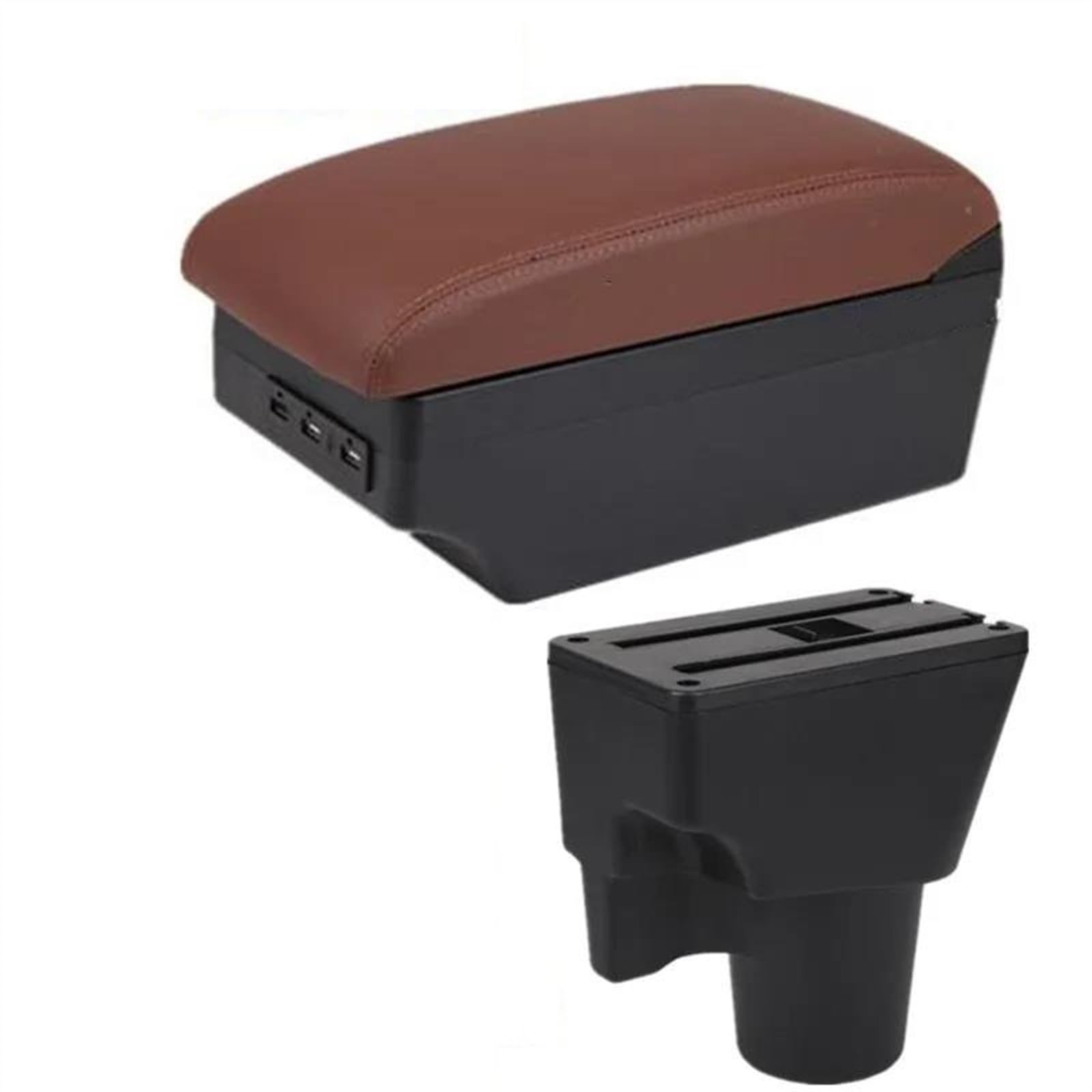 NMJLQW Storage Rack Car Armrest Box For Picanto 3X-Line Interior Retrofit Central Storage Box Car Accessories(C brown 7USB)