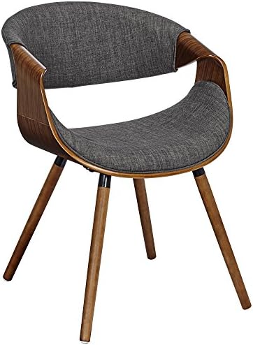 Armen Living Butterfly Dining Chair in Charcoal Fabric and Walnut Wood Finish