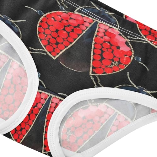 Red Ladybugs Black Panties for Girl Girls Underwear Toddler Cotton Flower Briefs Undies Kids 2t4