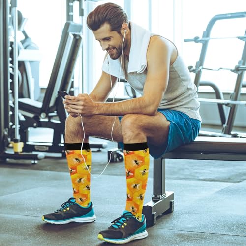 Image of Wusikd Heartbeat Symbol Compression Socks for Women and Men Circulation Black Long Socks for Athletic Running 1