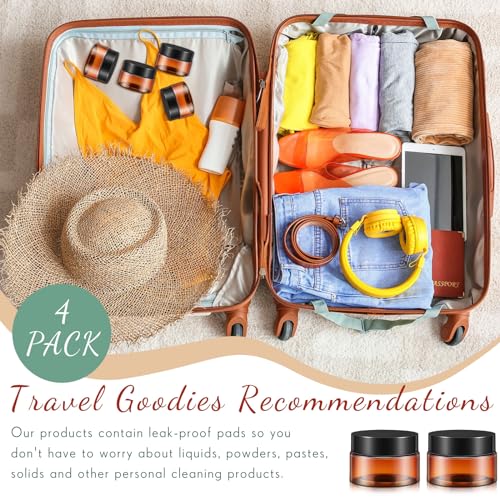 image for Patelai 4 Pieces Round Clear Wide-mouth Leak Proof Plastic Container J