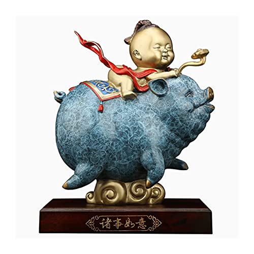Statue de Cochon Feng Shui en Cuivre, Cadeau Traditionnel de Crémaillère pour Proches