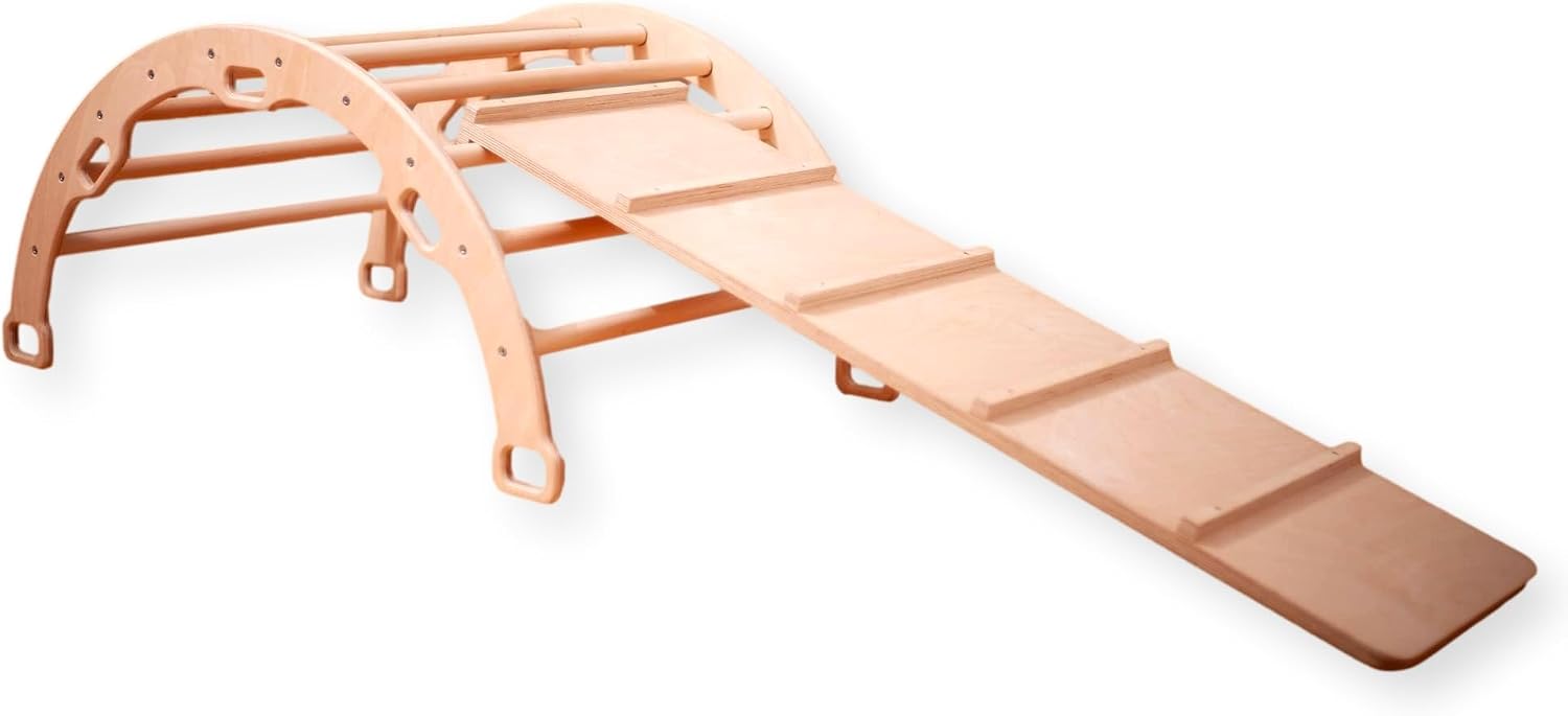 Montessori Climbing Arch | Wooden Rocker Arch for Kids | Mid Size Climbing Arch for Toddler | Wooden Climbing Arch and Rocker | Indoor Playground for Climbing (ARCH+JUNGLE PILLOW)
