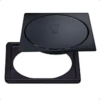 Ralo Click + Grelha 10x10 cm PRETO FOSCO Em Aço Inox Inteligente P/Banheiro Lavanderia Cozinha Áreas Externas Vedação Em Silicone Anti Odor e Insetos X-Matte