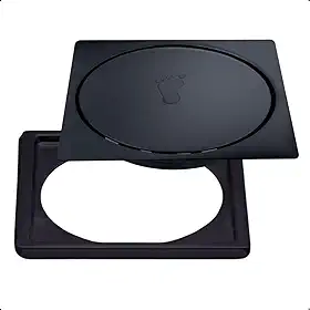 Ralo Click + Grelha 10x10 cm PRETO FOSCO Em Aço Inox Inteligente P/Banheiro Lavanderia Cozinha Áreas Externas Vedação Em Silicone Anti Odor e Insetos X-Matte