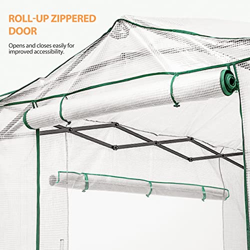 EAGLE PEAK Replacement Cover for 8x6 Portable Walk-in Pop up Greenhouse, Front and Rear Roll-Up Zipper Entry Doors and 2 Large Roll-Up Side Windows (Frame Not Included), White - Image 2