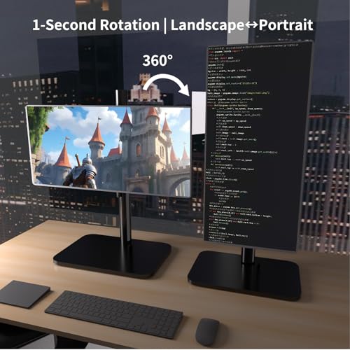 Image of Monitor Stand for 17-43 Inch Ultrawide Screens, 15KG Capacity Free-Standing Base 360 Rotation & Height Adjustable, VESA Mount for Gaming /Office, Black (BLACK)