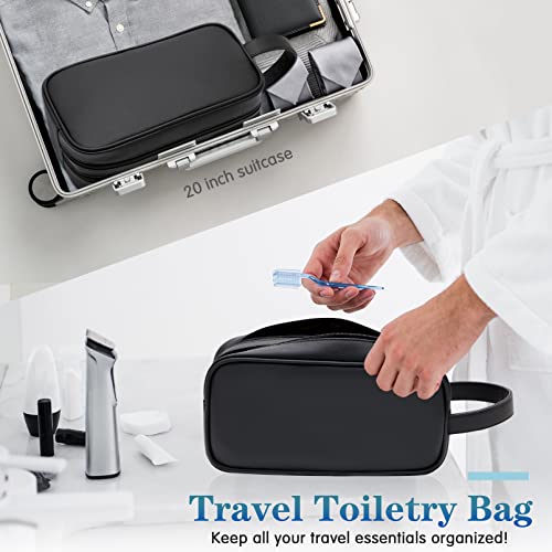 HappyDavid Soft PU Leather Zipped Travel Toiletry Bag Mens Ladies Supply Toiletry Bag Case(Black)3