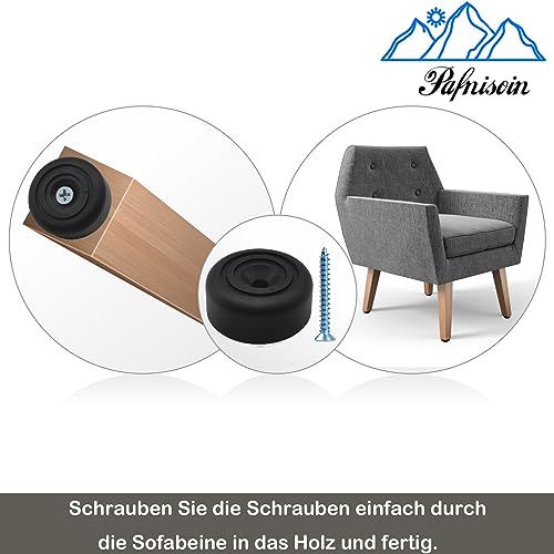 pafnisoin Möbelfüße schwarz 8 Stück Möbelbeine Rund Ø 33 x H 13 mm Schrankfüsse Kunststoff Füße für Möbel Sofa Füße mit 8 Schrauben für Schrank, Sofa, Stuhl