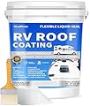 RV Roof Coating White, Wadities Waterproof Solar Reflective Sealant, Flexible RV Roof Sealant for Campers, Trailers, Motorhomes, Metal Buildings and Leak Repairs - 4 Gallon