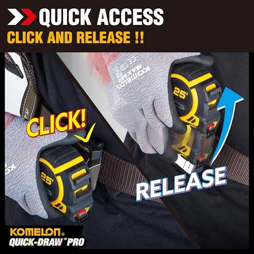 Étui pour mètre ruban Komelon Quick Draw Pro pour éviter les chutes
