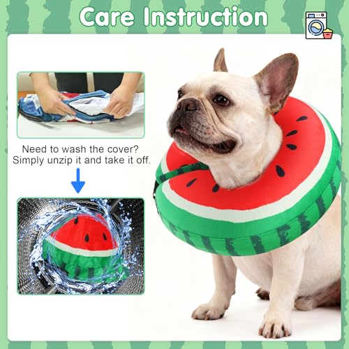 Image of BEAUTYZOO Inflatable Dog Cone Collar to Stop Licking for Large Medium Small Dogs,Soft Dog Cone Alternative After Surgery,Comfortable Pet Recovery Collar&Cone Elizabethan Dog Neck Donut,Watermelon XL