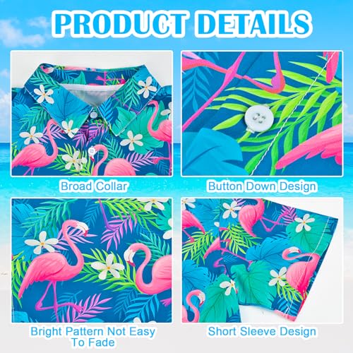 Kids Hawaiian Shirt Boys Button Down Shirt Short Sleeve with Print, Summer Beach Shirt Tropical Shirts for Boys Vacation4