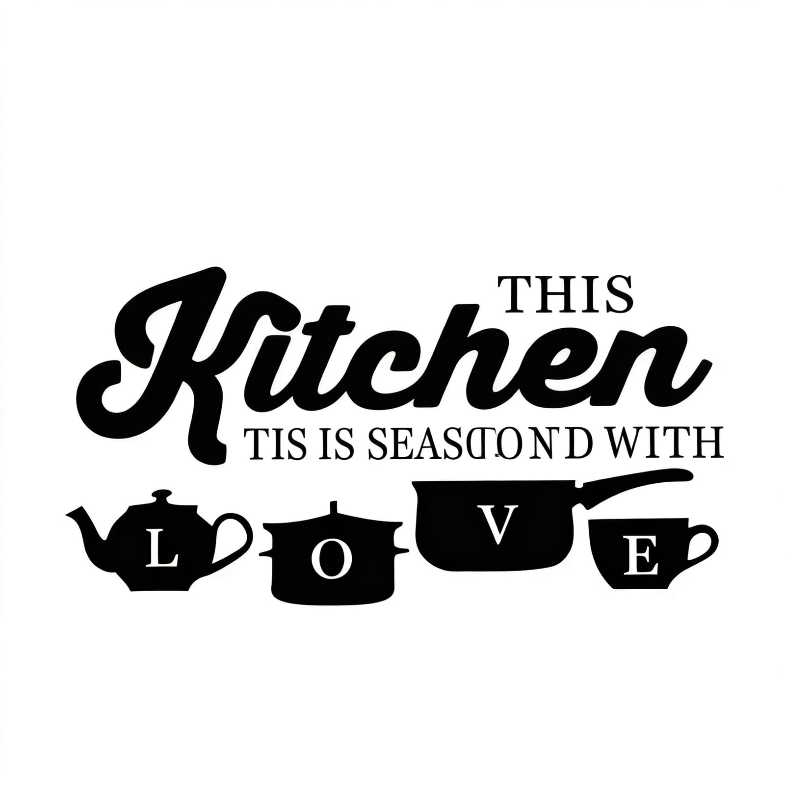 YIXANNX Kitchen Wall Decals Featuring Black Kitchen Wall Decor Creating Warm Atmosphere and Cheer in Decorations Words