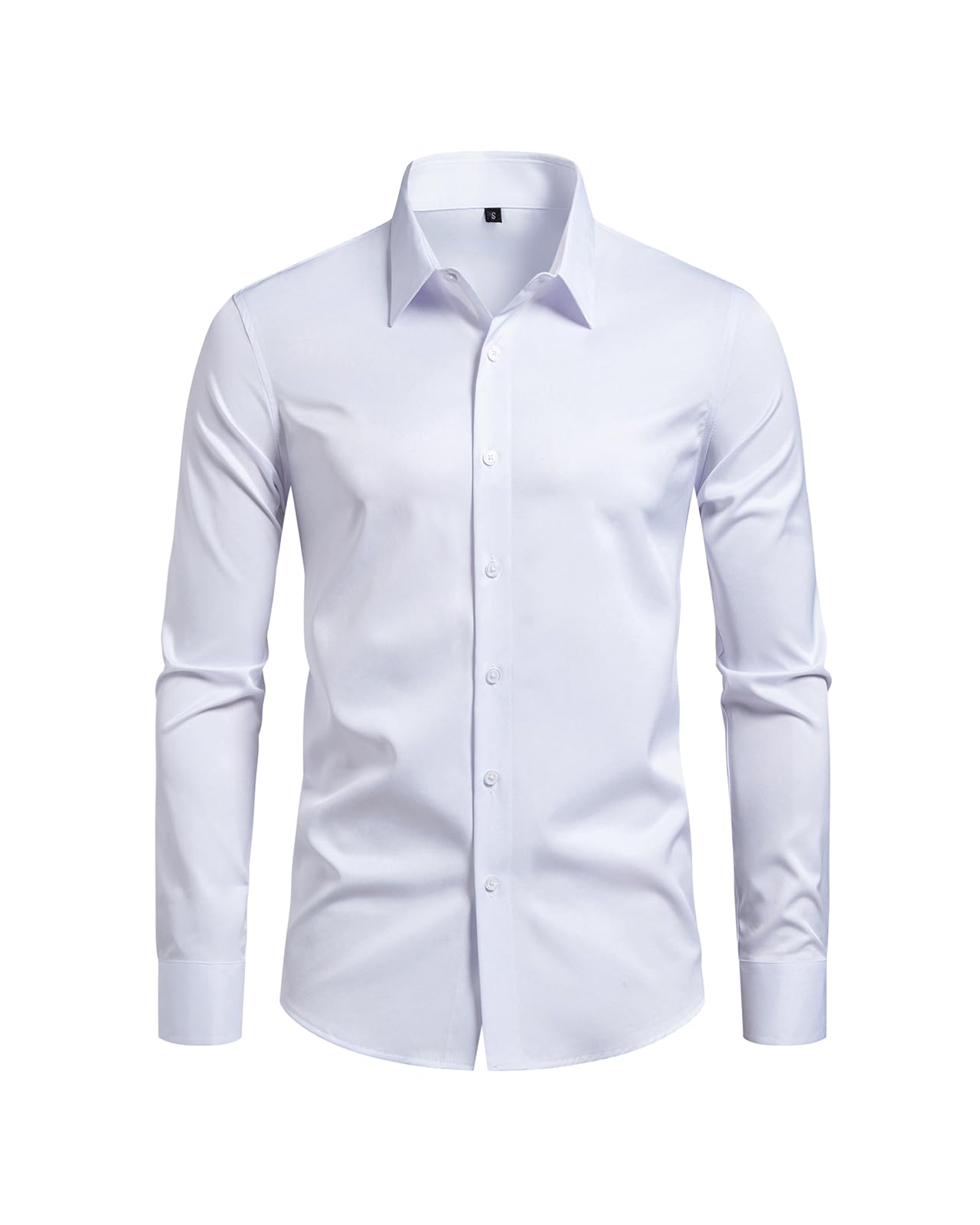Mens Slim Fit Dress Shirts Wrinkle Free Formal Wedding Long Sleeve Button Down Shirts