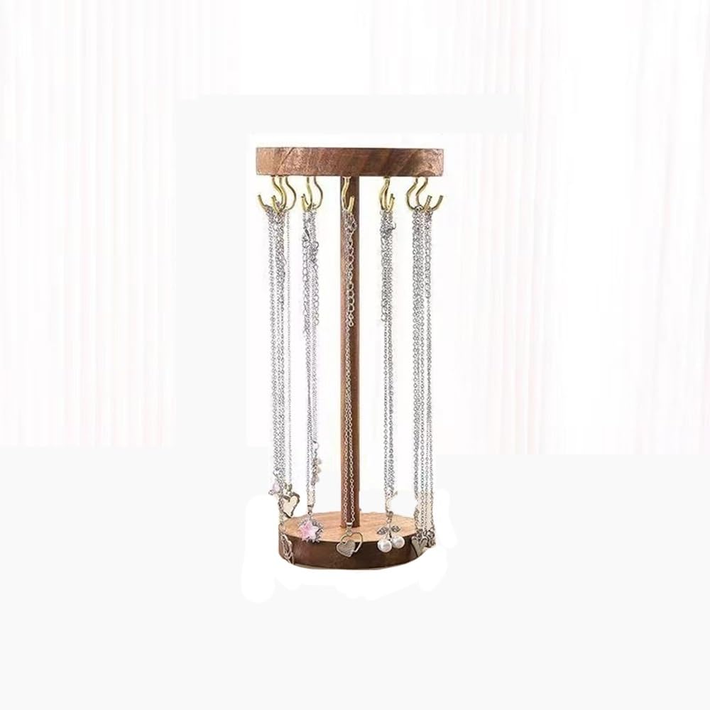 WANGHAI-666 Jewelry Rack Wooden Hook Necklace Stand Swivel Jewelry Organizer for Long Chains