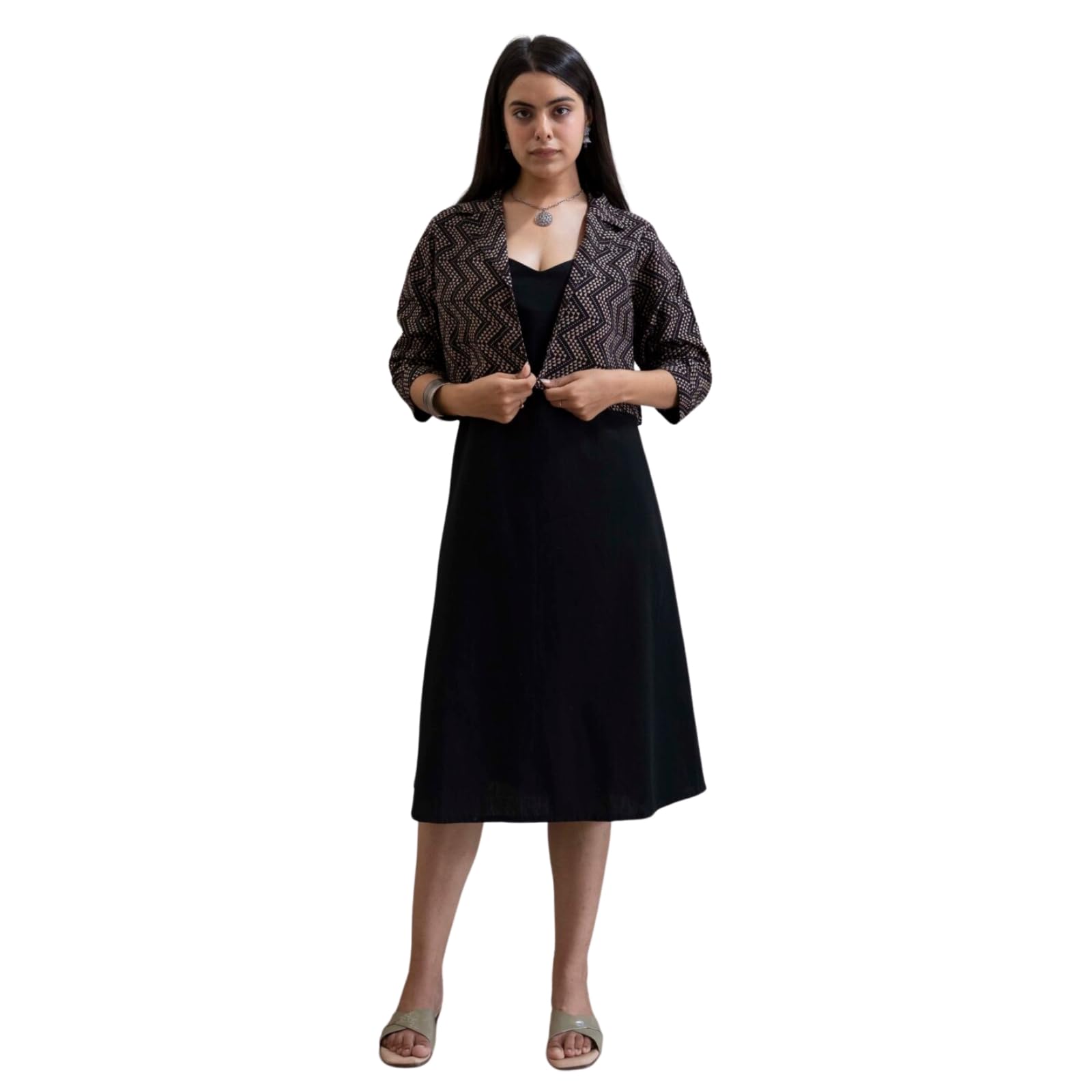 kalpa dhara Women’s Ajrak Handblock Printed Cotton Jacket | Sleeveless Ethnic Layer for Kurtas, Tops & Dresses | Handmade Eco-Friendly Fashion|Red, Black with Maroon |-picture-26