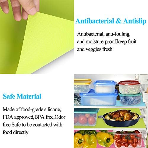 Hoiny Refrigerator Pads, 6 pcs Antibacterial Refrigerator Mat Antifouling Refrigerator Drawers Pad Non Slip Fridge Liners Washable DIY Placemats (3 Colors, 45x29cm)
