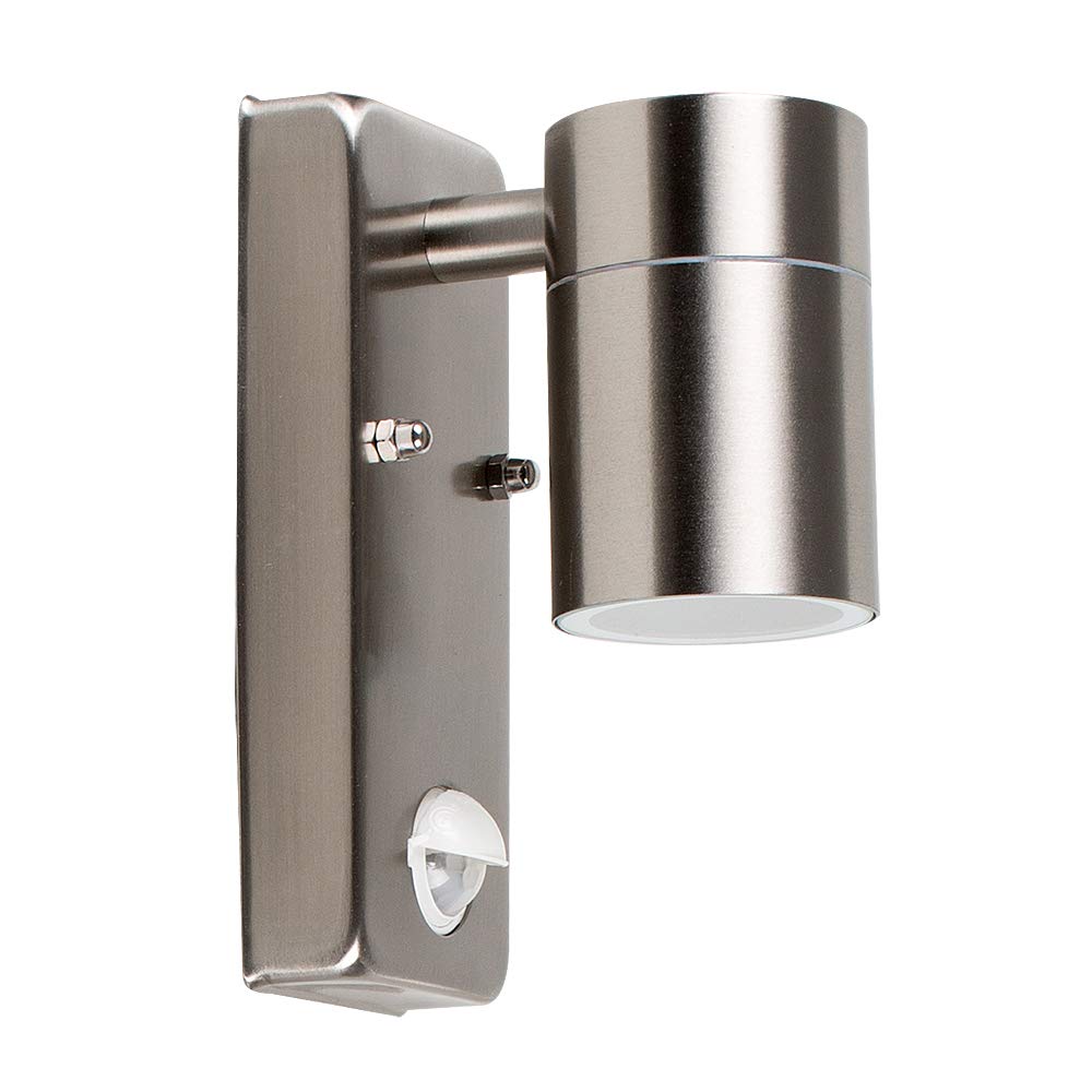 MiniSun | Modern Stainless Steel Wall Down Light with PIR Motion Sensor | Outdoor Wall Lights, Home Décor & Improvement Essential | Includes 5W LED Bulb [3000K Warm White] | Mains Wired