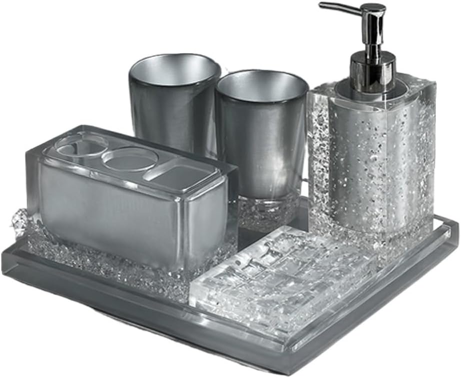 Toiletry Set Bathroom Supplies Toothbrushing Cup/Lotion Bottle/soap Dish Home Bathroom Accessories(Black)