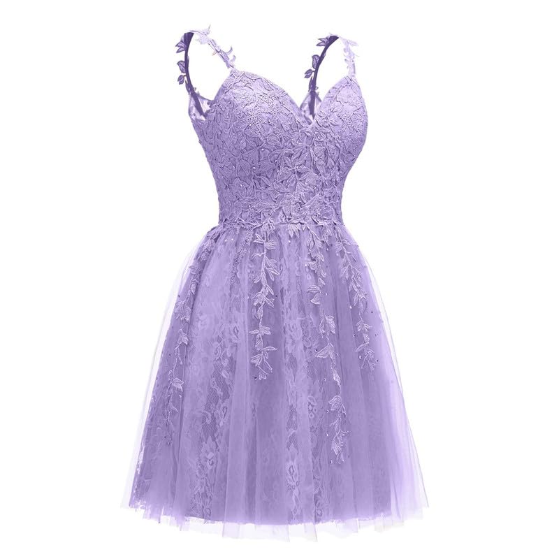Lace Applique Short Homecoming Dresses Spaghetti Straps Tulle Prom Dress Lace Cocktail Gowns2