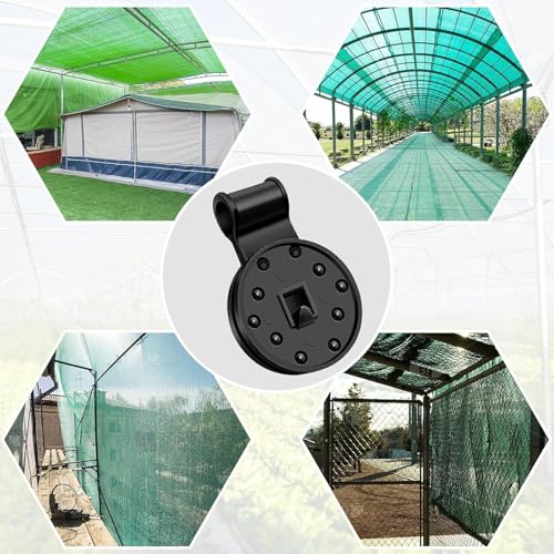Image of Shadenet Clip Heavy Duty Lock Grip, Round Black Shade Fabric Fixing Clamp Clips for Sun Shade Net, Greenhouse, Awning, Patio, Garden Netting (50)