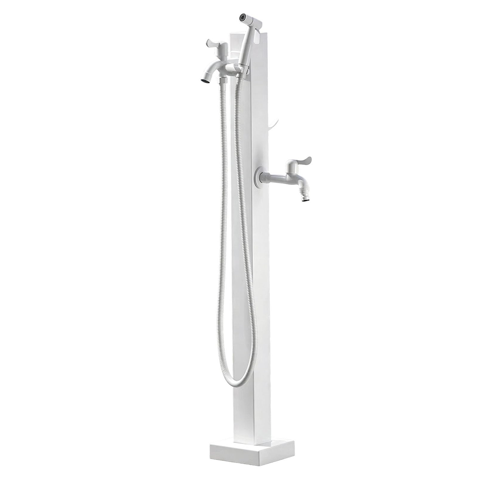 Junvstor Style 3 Iron Outdoor Water Column With Double Faucets, Freestanding Floor Mounted Hydrant Water Tap, Garden Hydrant Standing Outdoor Spigot For Garden Farm Pasture Irrigation(,Height: 60Cm/23.6In)