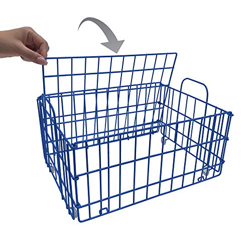 Atlantic Tabletop Wire Storage Basket, Heavy-Gauge Powder-Coated Metal Wire Construction, Stackable For Easy Expansion, Collapsible & Foldable, Non-Slip Feet, Plastic Liner, Pn 23308043 – Blue #TOP7