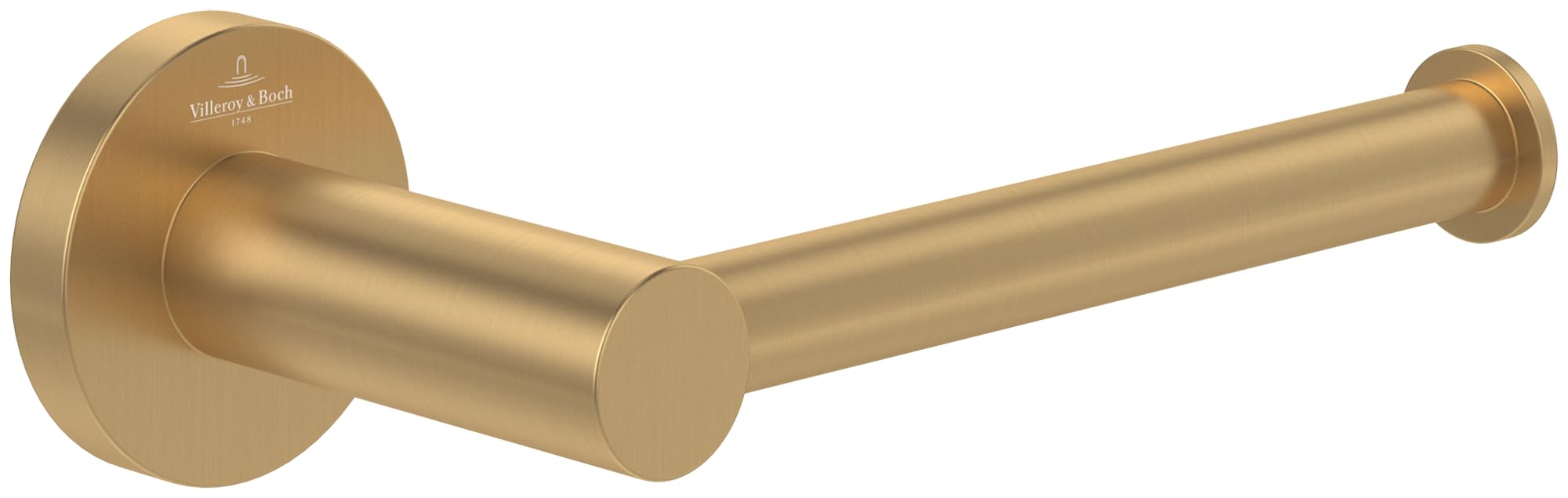 Villeroy & Boch Elements - Tender toilet roll holder without cover, for wall installation, zinc, round, Brushed Gold
