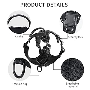 Pettorina per Cani PcEoTllar: Imbottita, Riflettente, Antistrappo, Traspirante e Regolabile. Ideale per Cani di Taglia Piccola e Grande, per Passeggiate, Corsa e Addestramento - Nero - L
 - immagine 2