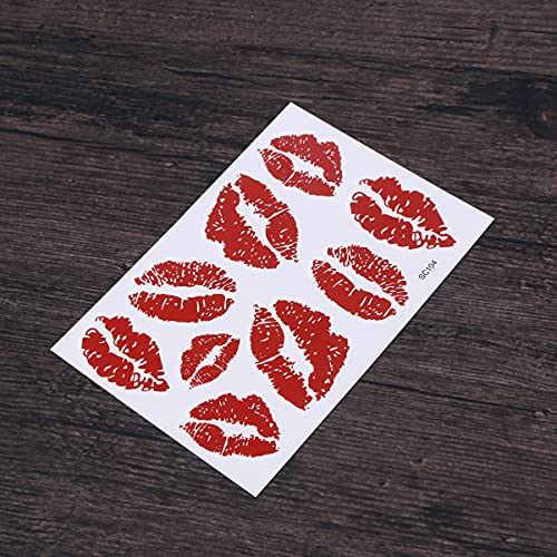 Healifty 6pcs Red Lip Stickers Kiss Stickers Decals Temporary Tattoo Stickers Waterproof Tattoo Decorative Stickers for Neck Leg Face Chest Water Bottle - Image 3