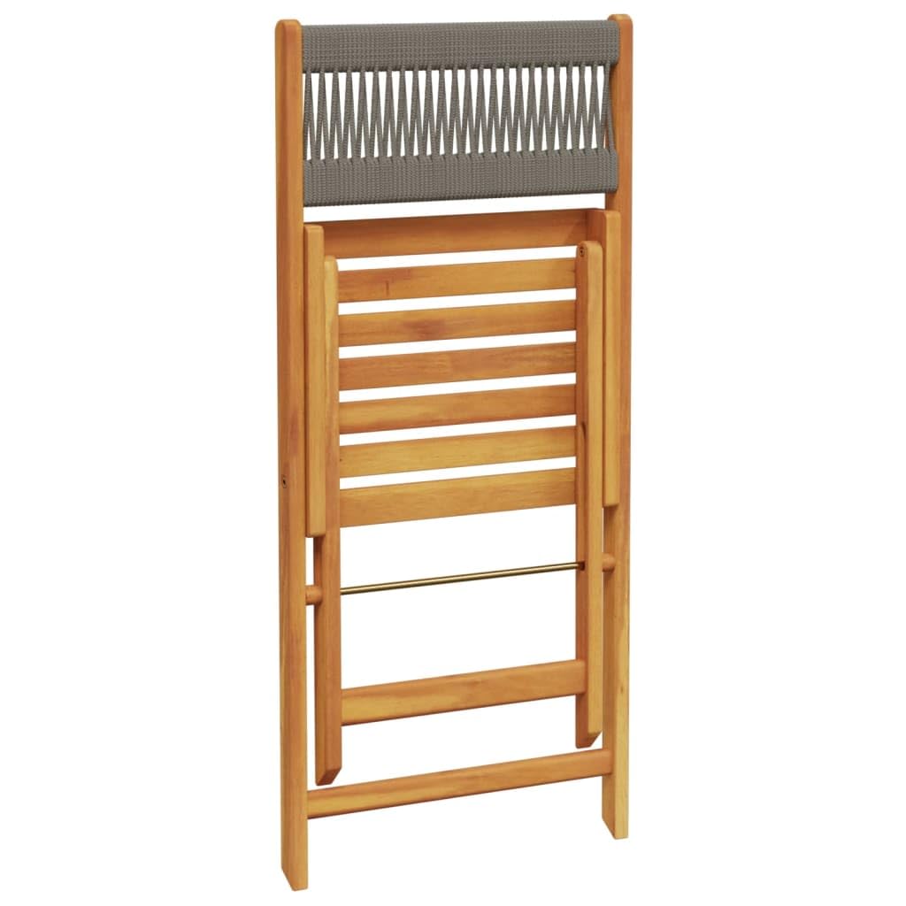 Bistrostühle 2er Set klappbar Akazie Massivholz wetterfest Grau 41 x 52,5 x 80 cm Gartensessel Balkonstuhl platzsparendes Design für Garten Terrasse und Balkon