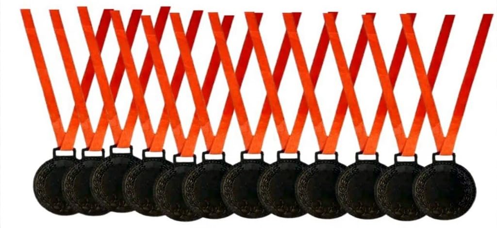Swastik Enterprises 2 Inch Bronze Medal for School Competetion Medals/Sports for Any Event/Throw Ball Medals with Red Ribbon (Set of 12 Pcs)-picture-35