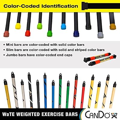 CanDo Slim WaTE Bar 1lb Tan, Total Body Workout Weighted Exercise Bar for Strength Training, Toning, and Physical Therapy